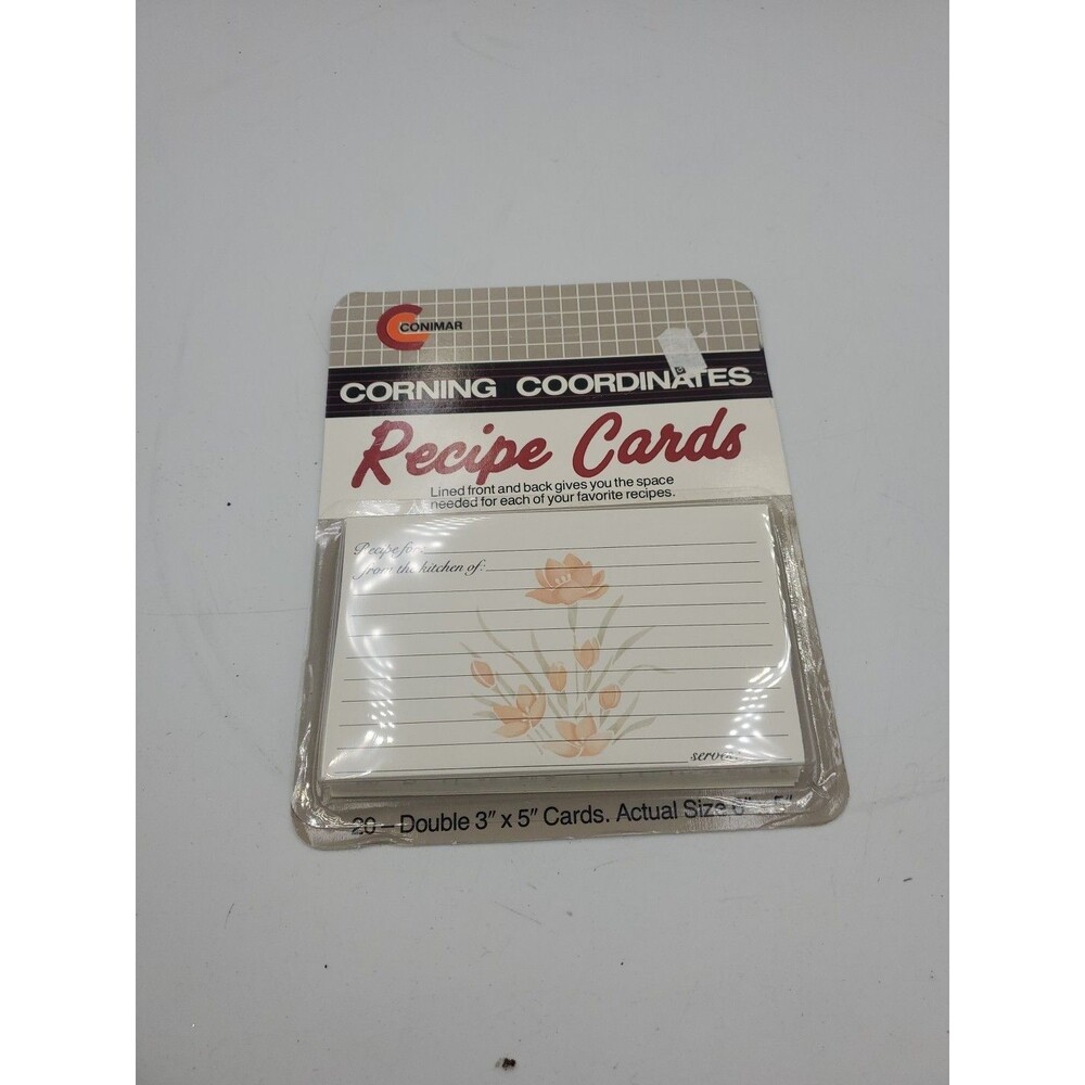 VTG Conimar Lined Recipe Cards 20 Double 3" x 5" (Actual 6"x5") Made in USA